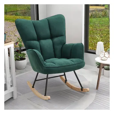 Green Tufted Upholstered Rocking Chair