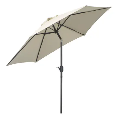 Outsunny 2.6M Patio Umbrella Parasol Sun Shade Garden Aluminium Cream White