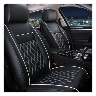 7PCS PU Leather Car Seat Cushion Cover Protector Set for Seat Cars Black White Universal