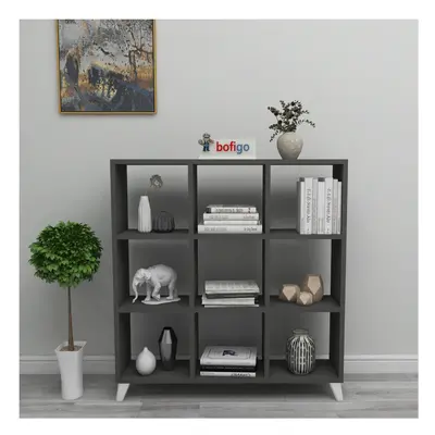 (Anthracite) Cube Square Bookcase With Legs Cabinet Storage