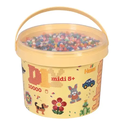 HAMA Midi Beads Bucket, Approx.10.000 Fuse Beads, Mosaic Decoration Arts & Craft Kit for Creativ