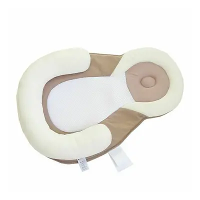 (Beige) Infant Newborn Baby Anti Roll Pillow Cushion Prevent Flat Head Sleep Support