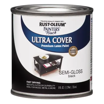 RustOleum Painters Touch Enamel Latex Paint Half Pint SemiGloss Black Fl Oz Pack of