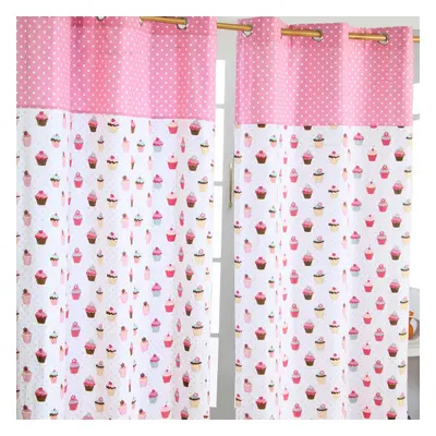 (W 137cm x Drop 182cm) Cupcakes Ready Made Eyelet Curtain Pair