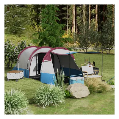 Outsunny Man Camping Tunnel Tent with Bedroom and Living Room, Red