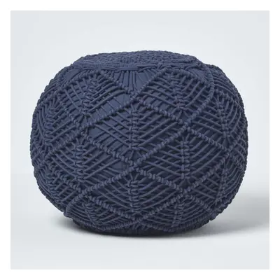 (Navy, x cm) Crochet Knitted Pouffe