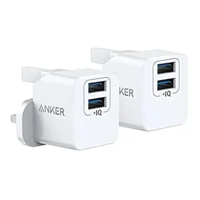 Anker USB Plug Charger, 2-Pack Dual Port 12W Wall Charger, PowerPort mini for iPhone XS/X / 8/8 