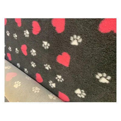 (3m x 75cm ROLL) PnH Veterinary BeddingÂ® NON SLIP Vet Bedding Whelping Fleece - HEARTS & PAWS