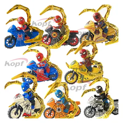 Spiderman motorcycle Mini figure Building Blocks Kids Toys