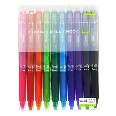 PILOT Frixion Ball Knock Retractable Gel Ink Pen 0.5mm Colors (LFBK-230EF-10C)