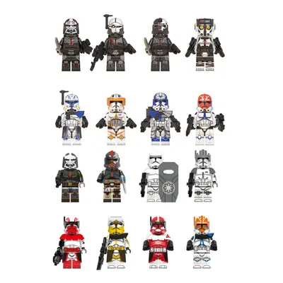 (Style B 16pcs) 24pcs Star Wars Clone Trooper Cody Rex Commander Fit Lego Minifigures