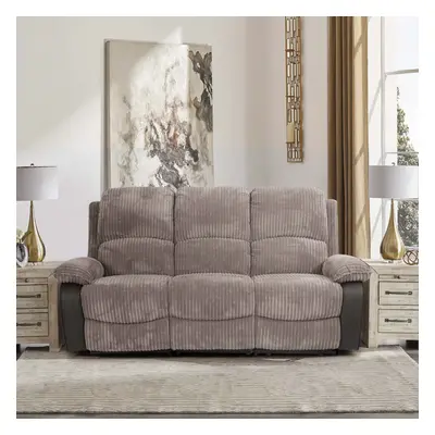 (Grey, Seater Sofa Only) Fabric Jumbo Cord Sofa Seater Seater Chair Recliners Grey or Brown