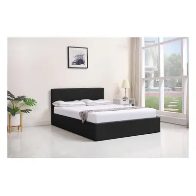 Side Lift Ottoman Storage Bed 4ft6 Double Black leather bed