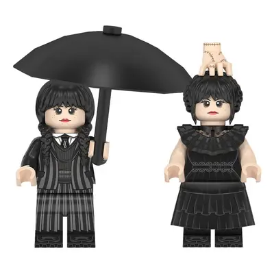 2pcs American Drama Wednesday Adams Children's Gathering Toy Man Building Blocks