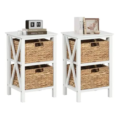 Set of Nightstand 2-Tier Sofa Side Table 2-Drawer End Table