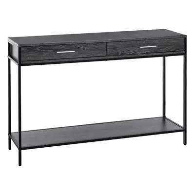 HOMCOM Console Table Worktop Bottom Shelf Drawer Industrial Minimal Style Grey