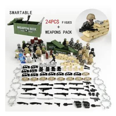 24PCS Military Building Block Weapon MiniFigures Toys Fit Lego