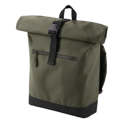 (One Size, Military Green) Bagbase Roll-Top Backpack / Rucksack / Bag (12 Litres) (Pack of 2)