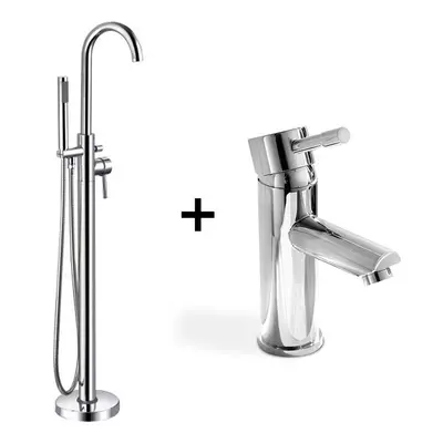 Remy Freestanding Bath Shower Mixer & Basin Sink Mono Tap Chrome