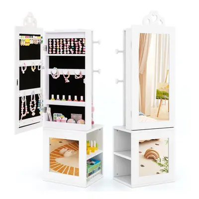 Kids Jewelry Armoire 3-in-1 Jewelry Storage Organizer w/Mirror-White