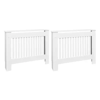 vidaXL 2x Radiator Covers White MDF 112cm Heating Shelf Cabinet Accessory