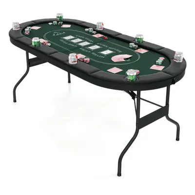 Foldable Poker Table for Players Portable Oval Card Board Game Table