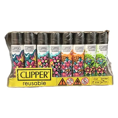 (48pc Design 1) Clipper Lighters Refillable, Sets Of 10, 30