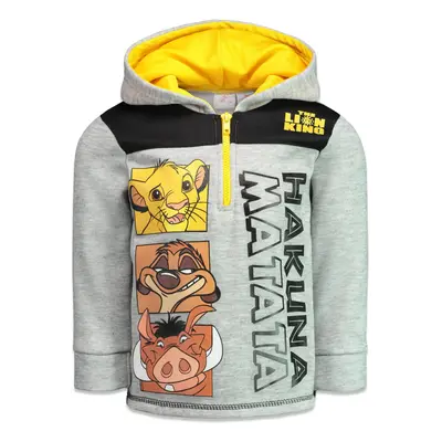 Disney Lion King Simba Pumbaa Timon Little Boys Half-Zip Hoodie Grey