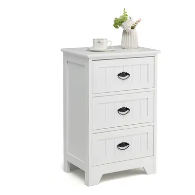 3-Drawer Bedside Table Nightstand Accent Side Table Vintage White