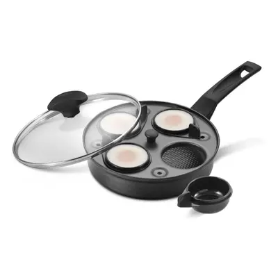 Prestige Egg Poacher in Aluminium Non Stick Frying Pan with Glass Lid - cm