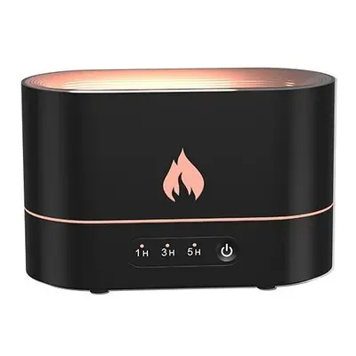 (Black) Creative Simulation Flame LED Night Light 3D Flame Aromatherapy Diffuser for Living Room