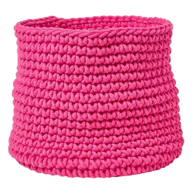 (Hot Pink) Cotton Knitted Round Storage Basket, x cm