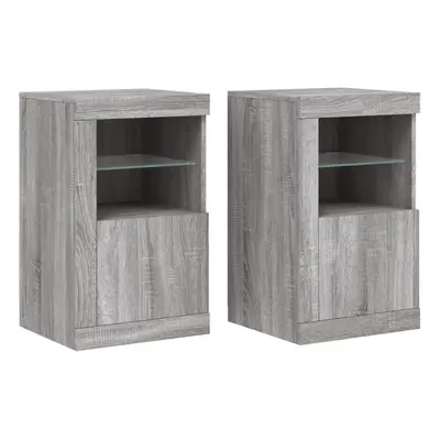 (grey sonoma, pcs) vidaXL Side Cabinet with LED Lights Storage Sideboard Cupboard Engineered Woo