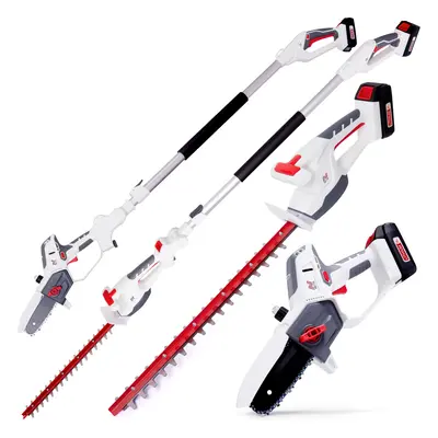 NETTA 20V Cordless 4-in-1 Pole & Handheld Hedge Trimmer and Chainsaw