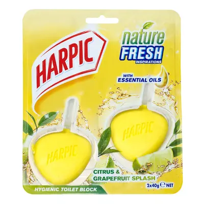 Harpic Hygienic Toilet Rim Block Twin pack - Citrus & Grapefruit, Pack of