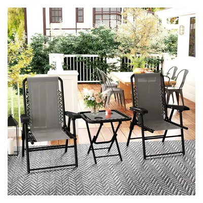 Outsunny Pieces Folding Garden Bistro Set with Cup Holders, Dark Grey