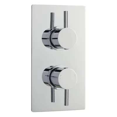 Round Concealed Twin Thermostatic Shower Valve With Diverter (2 Outlets) - Chrome - Balterley