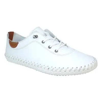 (4 UK, White) Lunar Womens/Ladies St Ives Leather Plimsolls