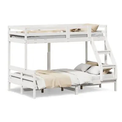 (white) vidaXL Bunk Bed Kids Twin Sleeper 90x200/120x200 cm White Solid Wood Pine