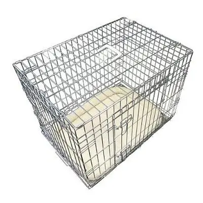 Ellie-Bo Silver inch XXLarge Deluxe Door Folding Dog Puppy Cage with Faux Sheepskin Bed