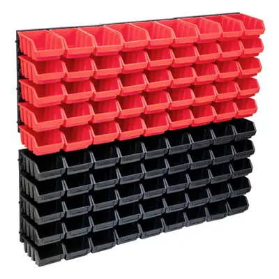 vidaXL Storage Bin Kit with Wall Panels Piece Red and Black Tool Boxes