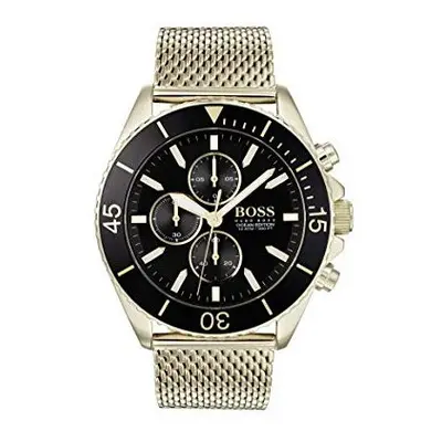 BOSS Ocean Edition, Chrono Quartz Gold Plated and Mesh Bracelet Casual Watch, Yellow, Men, 15137