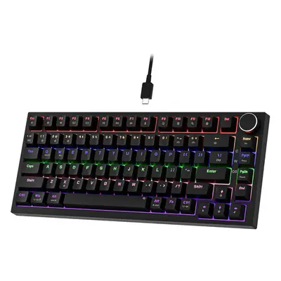 (Red Switch-Black Keycaps) Mechanical Keyboard, Wired Gaming Keyboard, 75% TKL Hot Swap Compact 