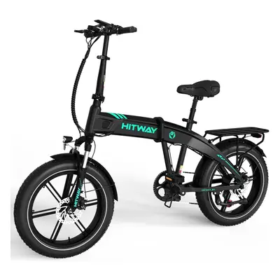 (Black) Hitway Electric Bike BK36 - 20*4.0 Inch Fat Tire City Commuter EBike with Removable 48V 