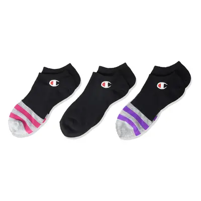 Champion Women's 3-Pack Super No Show w/Embroidery Socks Black/Color