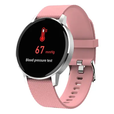 (Pink) 1.22' Ultra-thin Touch Screen IP68 Blood Pressure Sleep Monitor Bluetooth Music Smart Wat