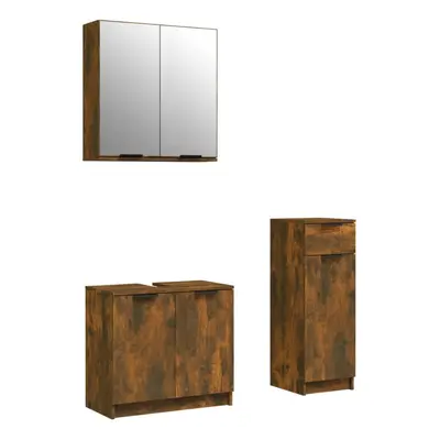 (Smoked oak) vidaXL Bathroom Cabinet Set Piece Engineered Wood Vanity Unit Multi Colours