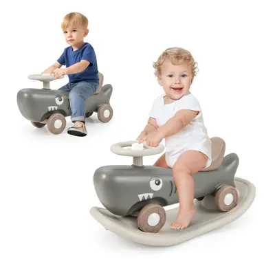 Kids 3-in-1 Convertible Rocking Horse & Sliding Car Indoor Outdoor