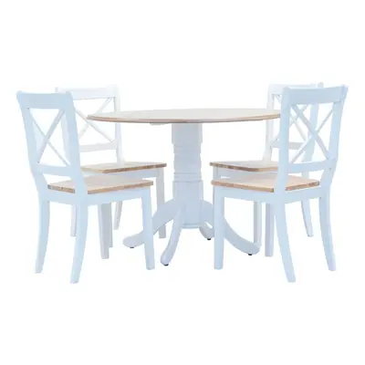 vidaXL Dining Set Pieces Solid Rubber Wood White and Brown Furniture Set