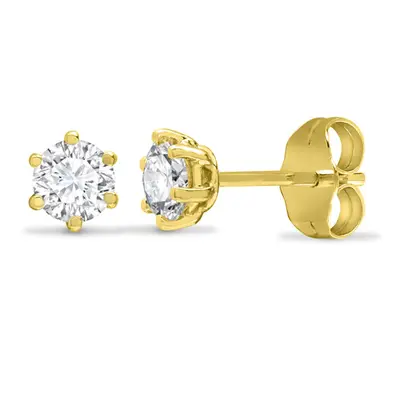 Jewelco London Solid 9ct Yellow Gold White Round Brilliant Cubic Zirconia Claw Solitaire Heavy W